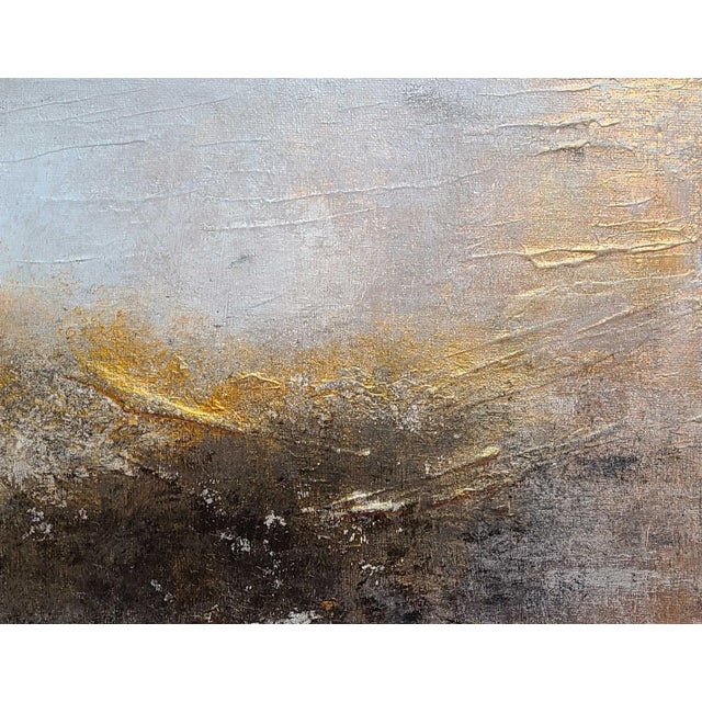 Original Abstract Multi-Media Art Painting Black Grey Bronze For Sale