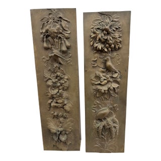 1940s Pair of French Bronze Bird Wall Relief Sculptures For Sale