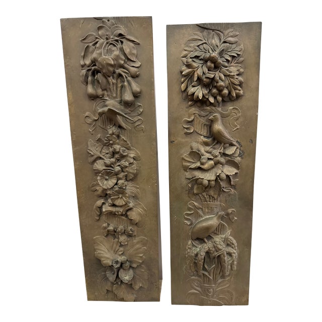 1940s Pair of French Bronze Bird Wall Relief Sculptures For Sale