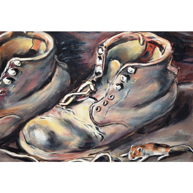 Black Friedrich Kunitzer, Still Life with Shoes, 1975, Oil on Canvas, Framed For Sale - Image 8 of 15