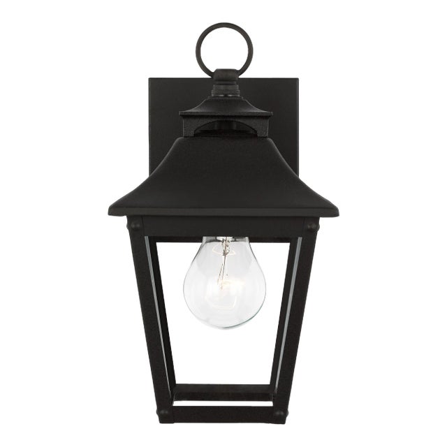 Sean Lavin by Visual Comfort Studio Galena 1-Light Outdoor Extra Small Lantern Sconce in Textured Black For Sale