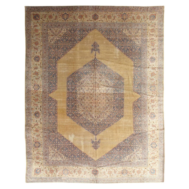 Antique Tabriz Carpet, Persian Rug, Earth Tones, Ivory, Soft Colors For Sale - Image 11 of 18