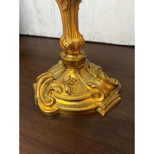 Pair of French Louis XV Style Gilt Bronze (Ormolu) Candlesticks For Sale In Atlanta - Image 6 of 6