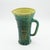 Large Glazed Ceramic Pitcher Vase by Accolay (28 cm / 11 in), Mottled Emerald Green and Sunflower Yellow Glaze (France, c....