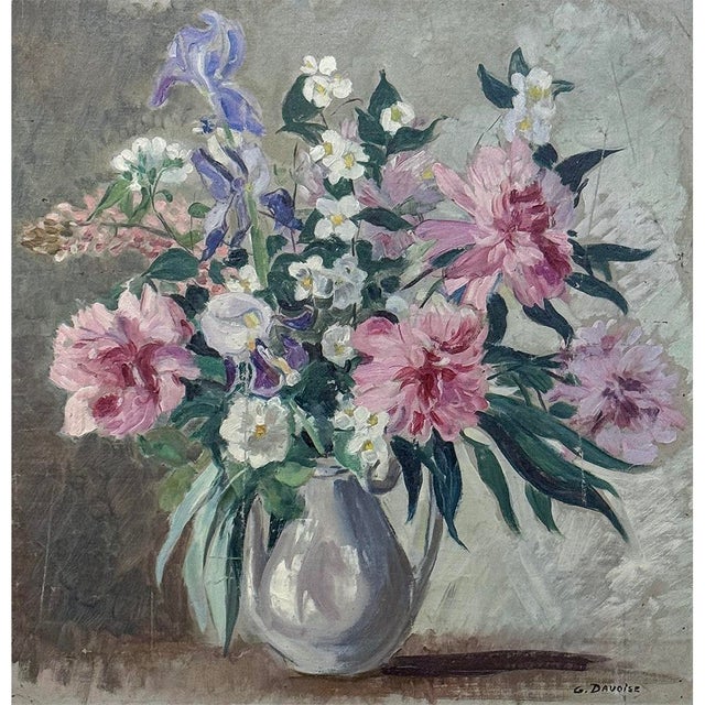 Framed Still Life Oil Painting on Canvas by G. Davoise is an interesting interpretation of a staple of the art world....