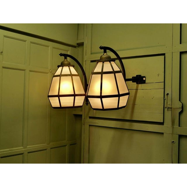 Large Brass Octagonal Wall Lanterns, 1960, Set of 2 For Sale - Image 3 of 8