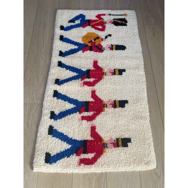 MCM Scandinavian Design Christmas 1970's Rya Style Latch Hook Rug Danish Soldiers For Sale - Image 10 of 10