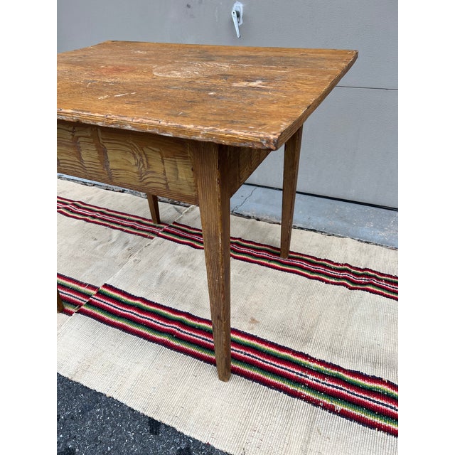 A Antique Pennsylvania Farmhouse Paint Decorated, Tapered Leg Work Table, Circa 1800 Found in Lancaster County,...