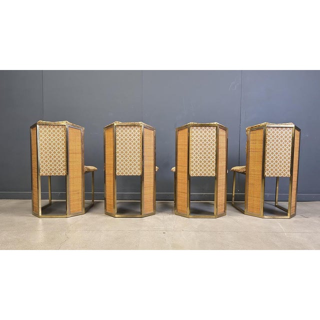 Metal N. 6 Chairs in Brass Metal and Wicker from Mario Sabot, 1970s, Set of 4 For Sale - Image 7 of 13