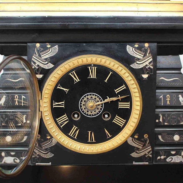Egyptian Revival Clock, 1890s For Sale - Image 6 of 9