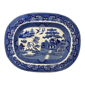 Antique Oval Blue Willow Serving Platter From England - Circa 1880