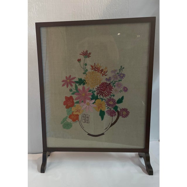 Vintage Embroidered Fire Screen For Sale - Image 4 of 12