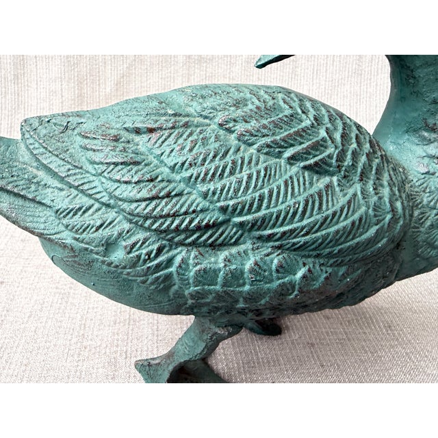 Traditional Vintage Green Cast Iron Statue For Sale - Image 3 of 18