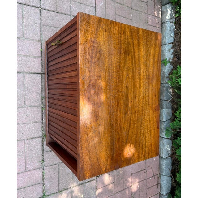 1960s Mid-Century Modern Tambour-Door Walnut Cabinet For Sale - Image 5 of 10