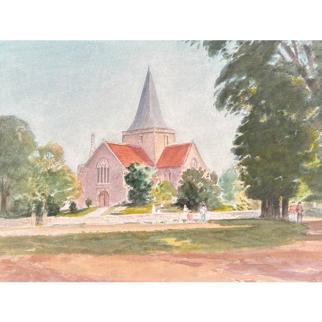 1960s Watercolor; Harold Latham; St. Andrew’s Church, Alfriston, East Sussex, For Sale - Image 9 of 10