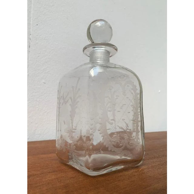 Vintage Danish Glass Bottle With Engraving For Sale - Image 15 of 18