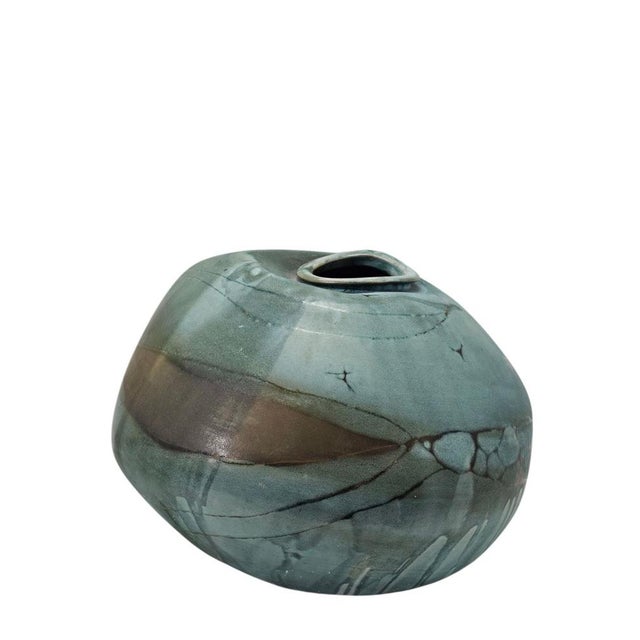 Large Mid-Century Turquoise Ceramic Vase, 1960s For Sale - Image 4 of 11