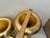 Pair of Alan Lee Collection Metallic Red & Gold Leaf Glass Trumpet Vases - Staggered Set For Sale - Image 9 of 12