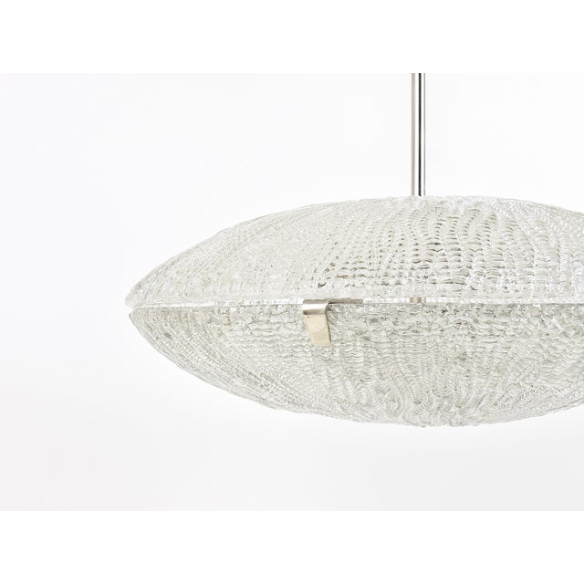 Mid-Century Modern Mid-Century Kalmar Discus Textured Glass & Nickel Chandelier attributed to J. T. Kalmar for Kalmar, Austria, 1950s For Sale - Image 3 of 18