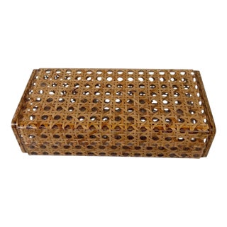 Mid-Century Rectangular Box in Acrylic Glass and Cane Webbing in the style of Dior Home, 1970s For Sale