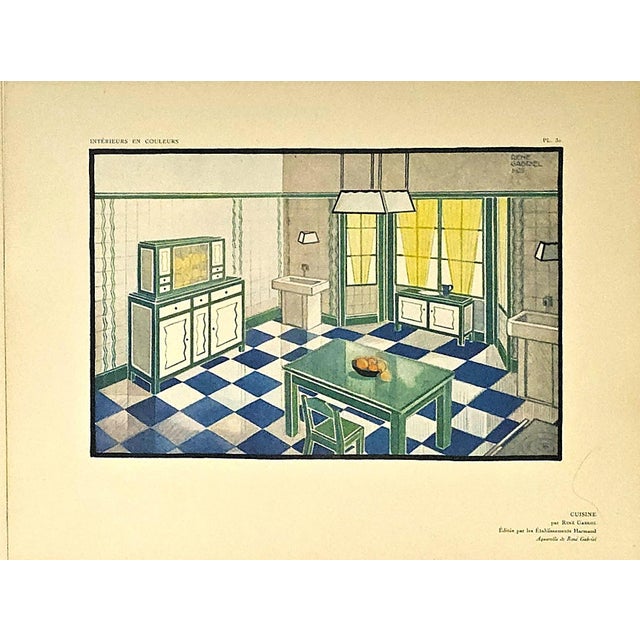 Art Deco 1925 Set of 2-Art Deco Interior Kitchen Design Lithographs, Documentation For Sale - Image 3 of 6