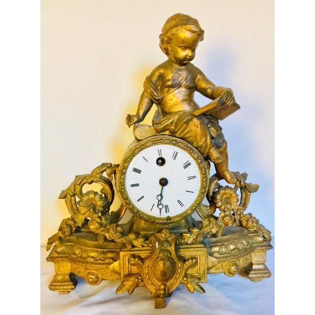 Metal Victorian Ormolu Mantel Clock For Sale - Image 7 of 7