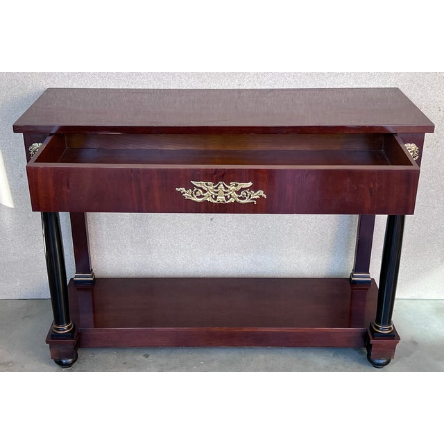 Biedermeier Console With Ebonized Columns and Bronze Mounts and Drawer For Sale In Miami - Image 6 of 12
