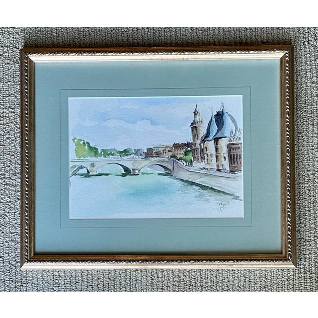 Paint 1990s Parisian City Scene Watercolor Painting, Framed For Sale - Image 7 of 7