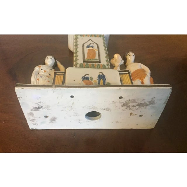 Ceramic Antique Circa 1820 English Staffordshire Pearlware Dixon Austin & Company Grandfather Clock Watch Holder For Sale - Image 7 of 13