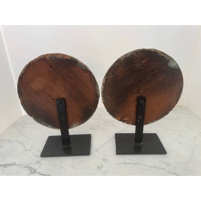 Pair of wooden architectural fragments from India modified with iron to be used as bookends or simply as decorative...