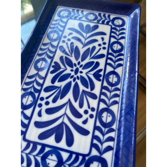 1970s 1970s Collection of Blue and White Rectangular Ceramic Dishes- Set of 4 For Sale - Image 5 of 6