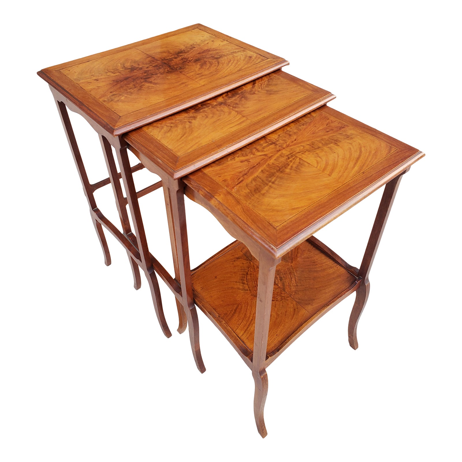 Vintage Brazilian Exotic Wood French Provincial Style Nesting Tables Set Chairish