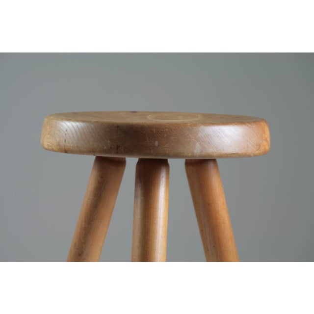 Wood High Ash Stool Berger Model attributed to Charlotte Perriand, France, 1950s For Sale - Image 7 of 18