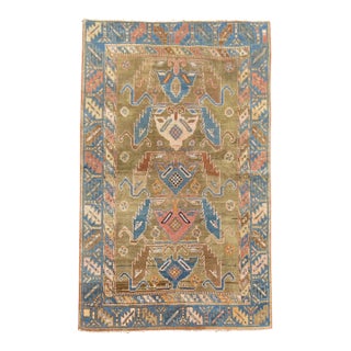 Early 20th Century Zabihi Collection Camel Color Caucasian Rug - 3'4" x 5'3" For Sale
