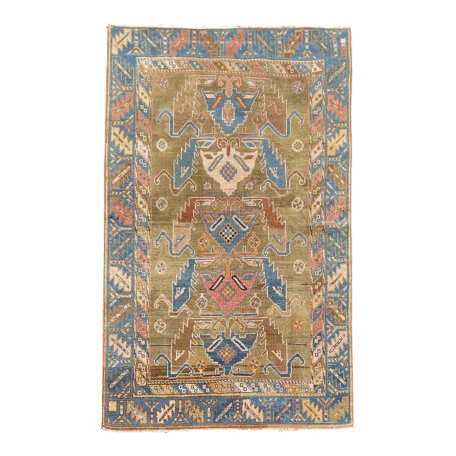 Early 20th Century Zabihi Collection Camel Color Caucasian Rug - 3'4" x 5'3" For Sale