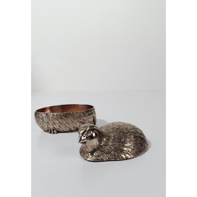 Mid-Century Silver-Plated Quail-Shaped Box in the style of Mauro Manetti, 1970s For Sale - Image 15 of 18