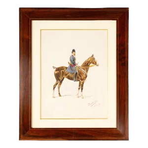 Timeless Equestrian Elegance: Paul Magne De La Croix's 1900 Watercolor
