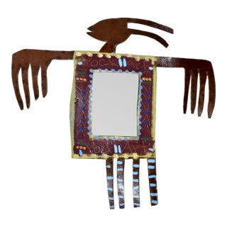 1990s Primitive Twig Bill & Marcia Finks Signed Whimsical Metal Wall Decor Folk Art "East Wind” For Sale