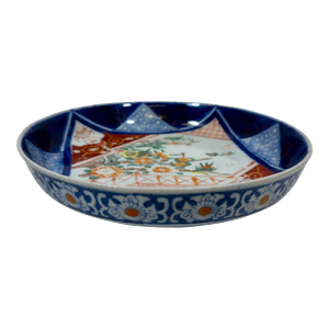 Large Shallow Antique Porcelain Imari Bowl Adorned With Birds & Vibrant Floral Motifs From Japan - Circa 1890