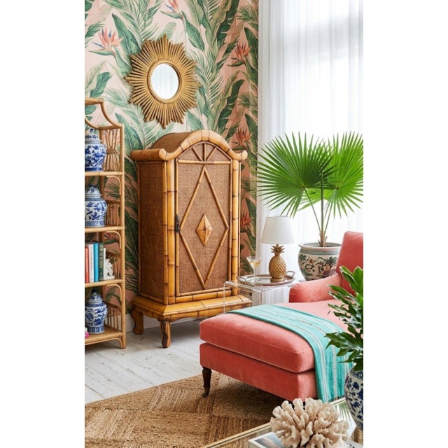 Vintage Bamboo Pagoda 3 Shelf Palm Beach Regency Style Boho Storage Cabinet For Sale - Image 9 of 10