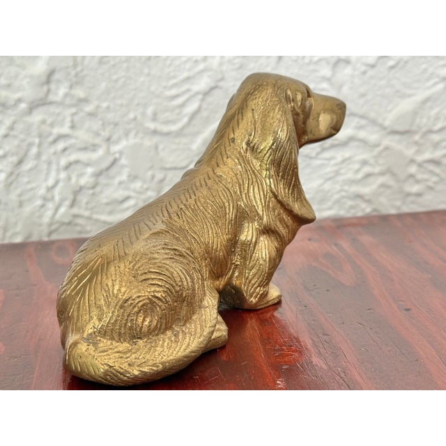 Vintage Solid Brass Sitting Spaniel Dog Figurine For Sale - Image 6 of 10