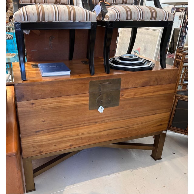 Huge Mid 20th Century Modern Chinese Blanket Chest Trunk on Stand For Sale In Los Angeles - Image 6 of 6