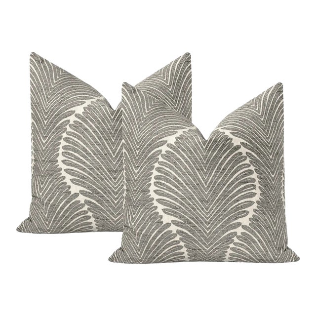20" Charcoal Musgrove Chenille Pillows - A Pair For Sale