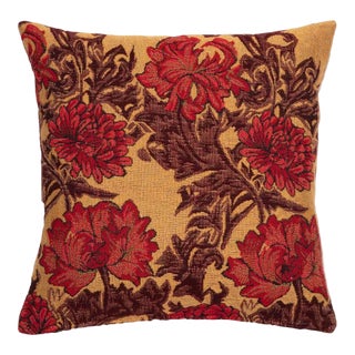 Chrysanthemums Gold Cushion With Feather Filler - 33x33cm (13"x13") For Sale