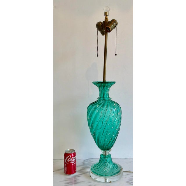 Italian Vintage Italian Murano Teal Glass Table Lamp For Sale - Image 3 of 5