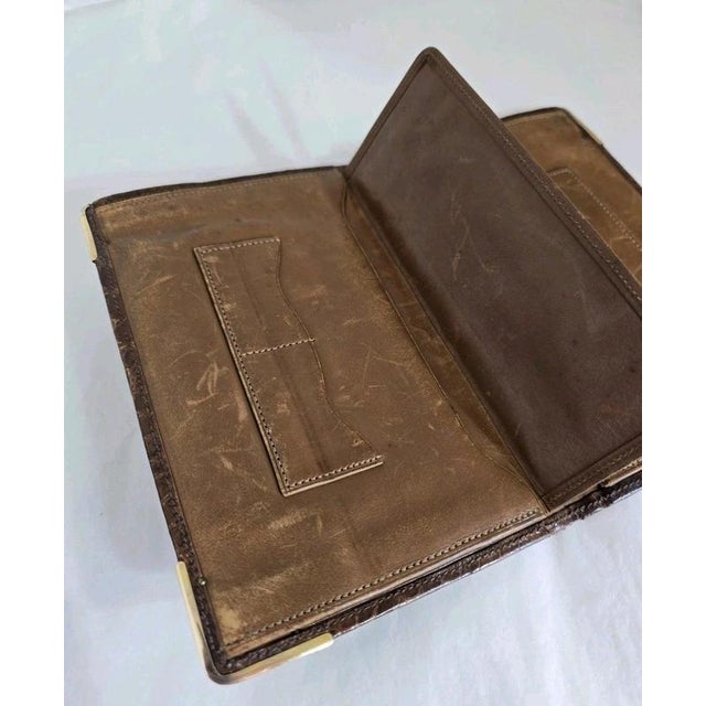 Antique Early 20th Century Crocodile Skin & 9ct Gold Gentlemans Wallet For Sale - Image 12 of 18