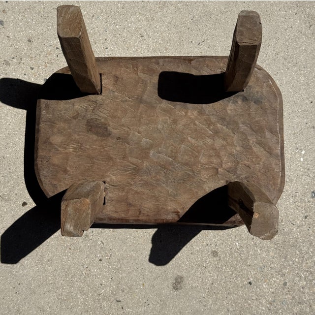 Small Wabi-Sabi Style Oval Teak Occasional Stool, 1980s For Sale - Image 4 of 9