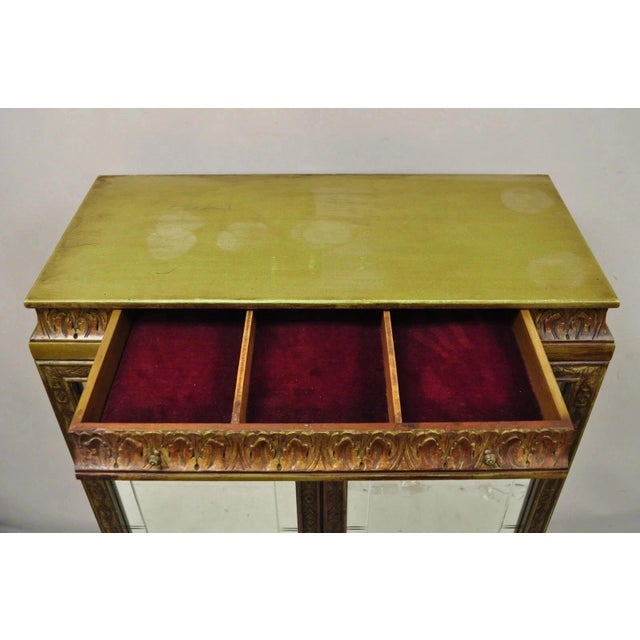 Antique Georgian Green Painted Mirror Front 2 Door Curio China Radio Cabinet For Sale - Image 4 of 13