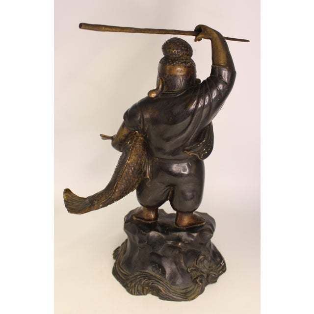 Circa 1912-26 Japanese Bronze of Ebisu, the God of Luck For Sale - Image 4 of 12