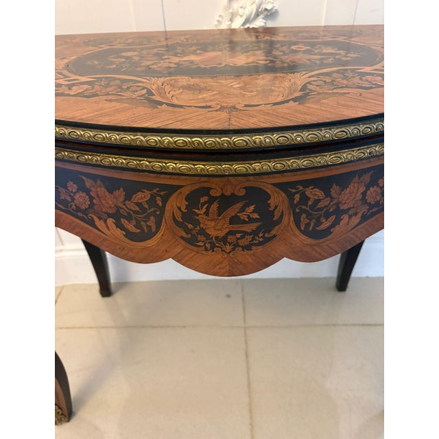Antique French Louis XV Style Kingwood Marquetry Card or Console Table, 1860s For Sale - Image 12 of 18